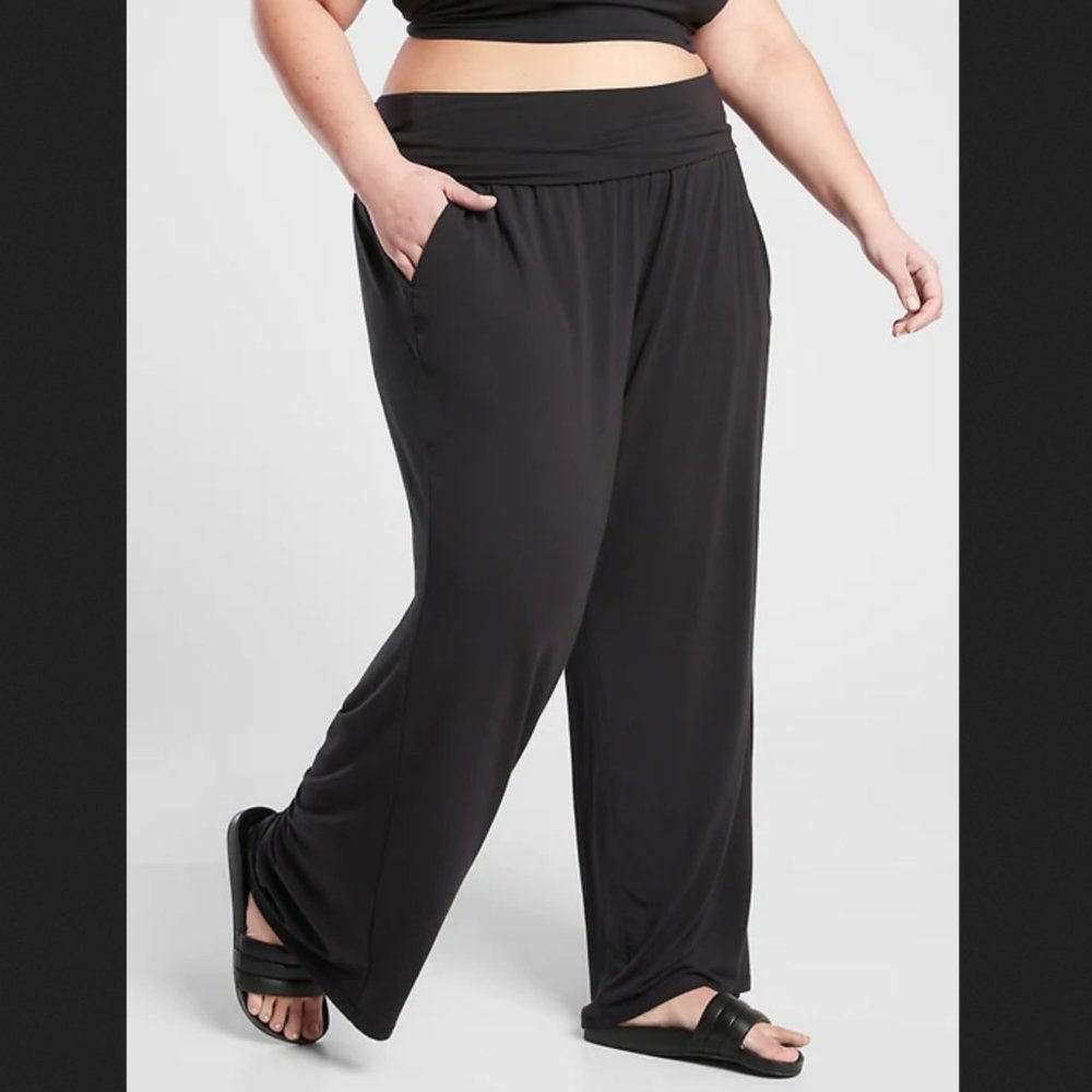 ATHLETA BLACK WIDE LEG STUDIO PANT - Picture 6 of 7